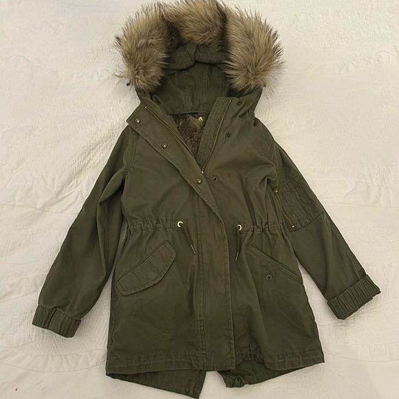 Gap Kids Canvas Jacket with Fur Vest - Picture 1 of 8